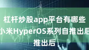 杠杆炒股app平台有哪些小米HyperOS系列自推出后