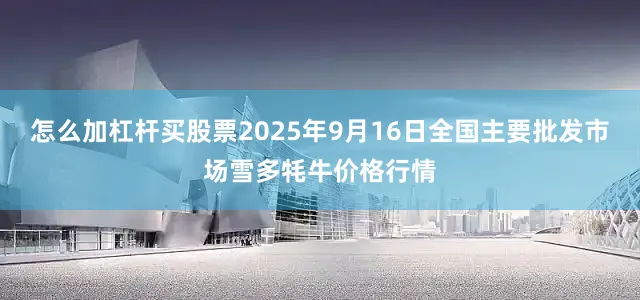 怎么加杠杆买股票2025年9月16日全国主要批发市场雪多牦牛价格行情