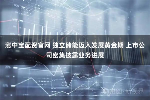 涨中宝配资官网 独立储能迈入发展黄金期 上市公司密集披露业务进展